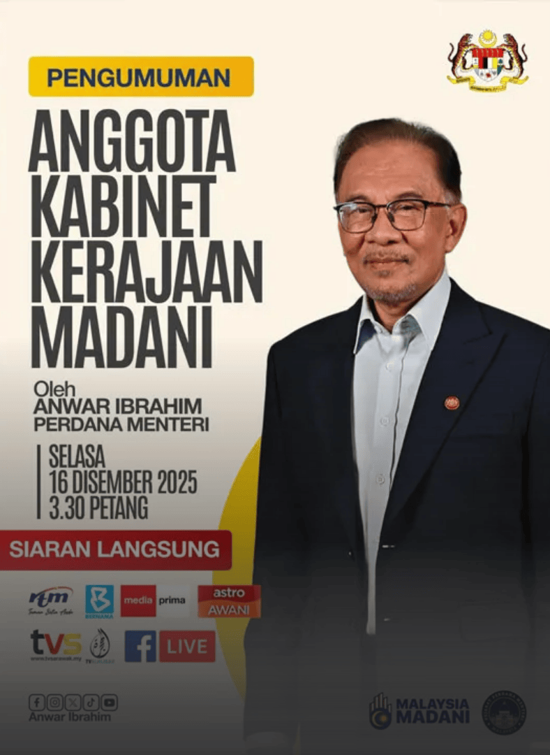 pm anwar ibrahim cabinet announcement 16 december 2025
